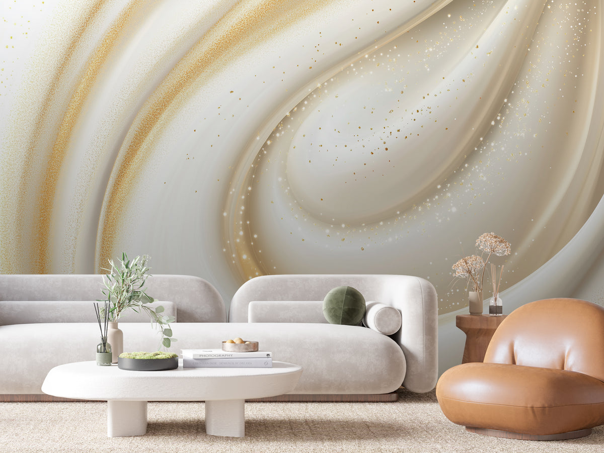 SCULPTED 0005 – Golden Swirl Sparkle Wall Mural