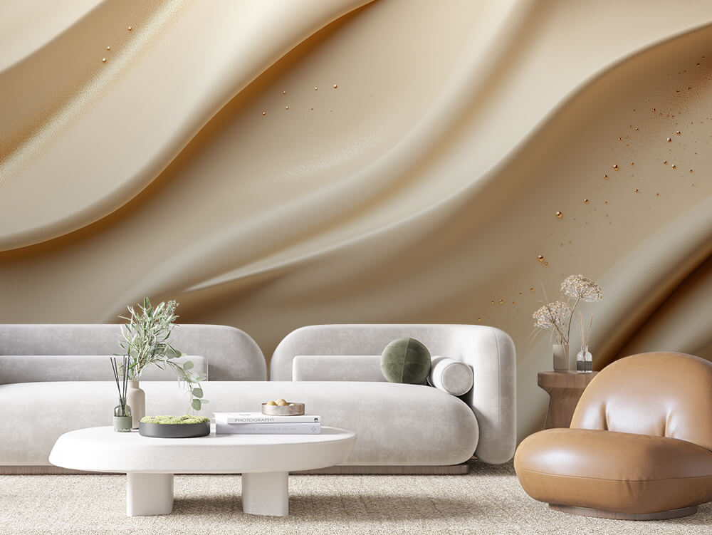 SCULPTED 0010 – Warm Satin Gold Fleck Wall Mural