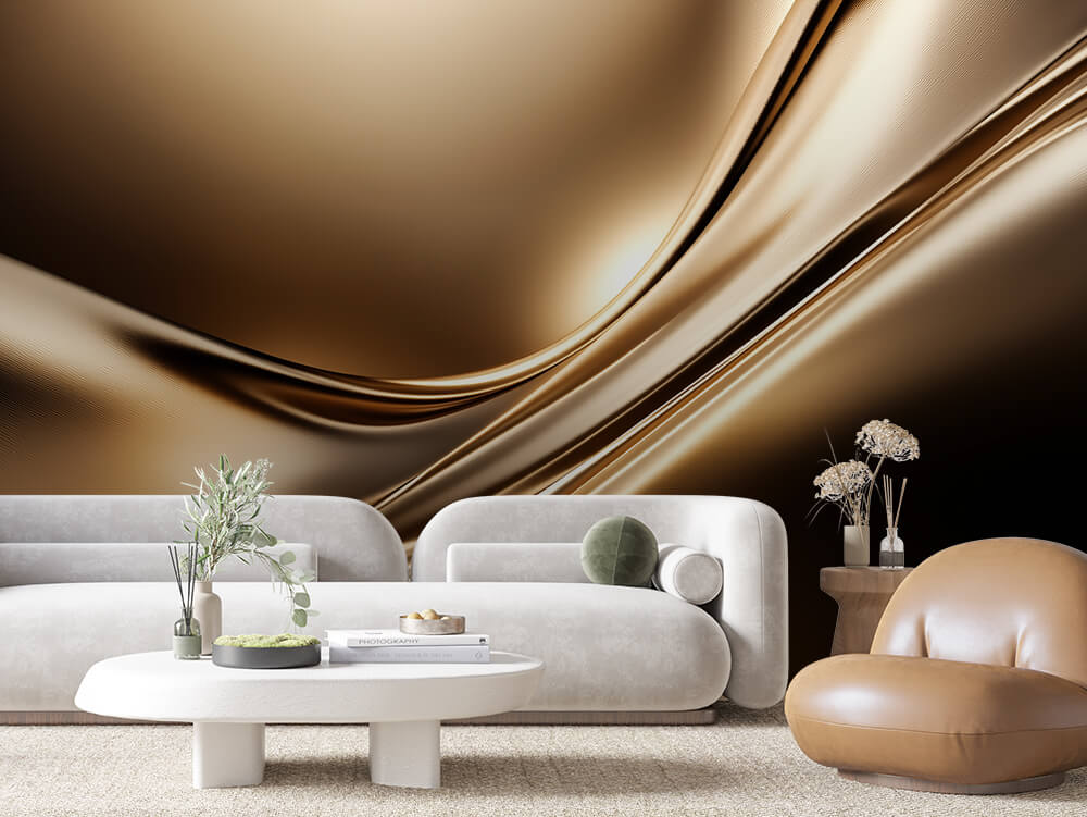 SCULPTED 0012 – Bronze Satin Wave Wall Mural