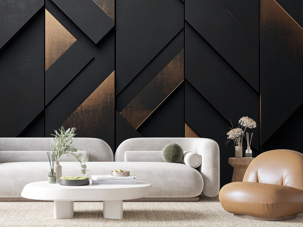 SCULPTED 0015 – Black and Copper Fold Wall Mural