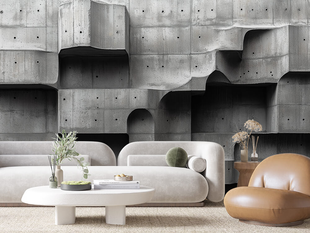 SCULPTED 0036 – Brutalist Concrete Niche Wall Mural