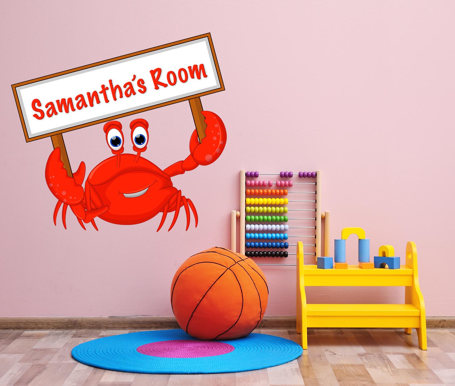 Personalized Crab Decal, Wall Decal Sticker, Removable
