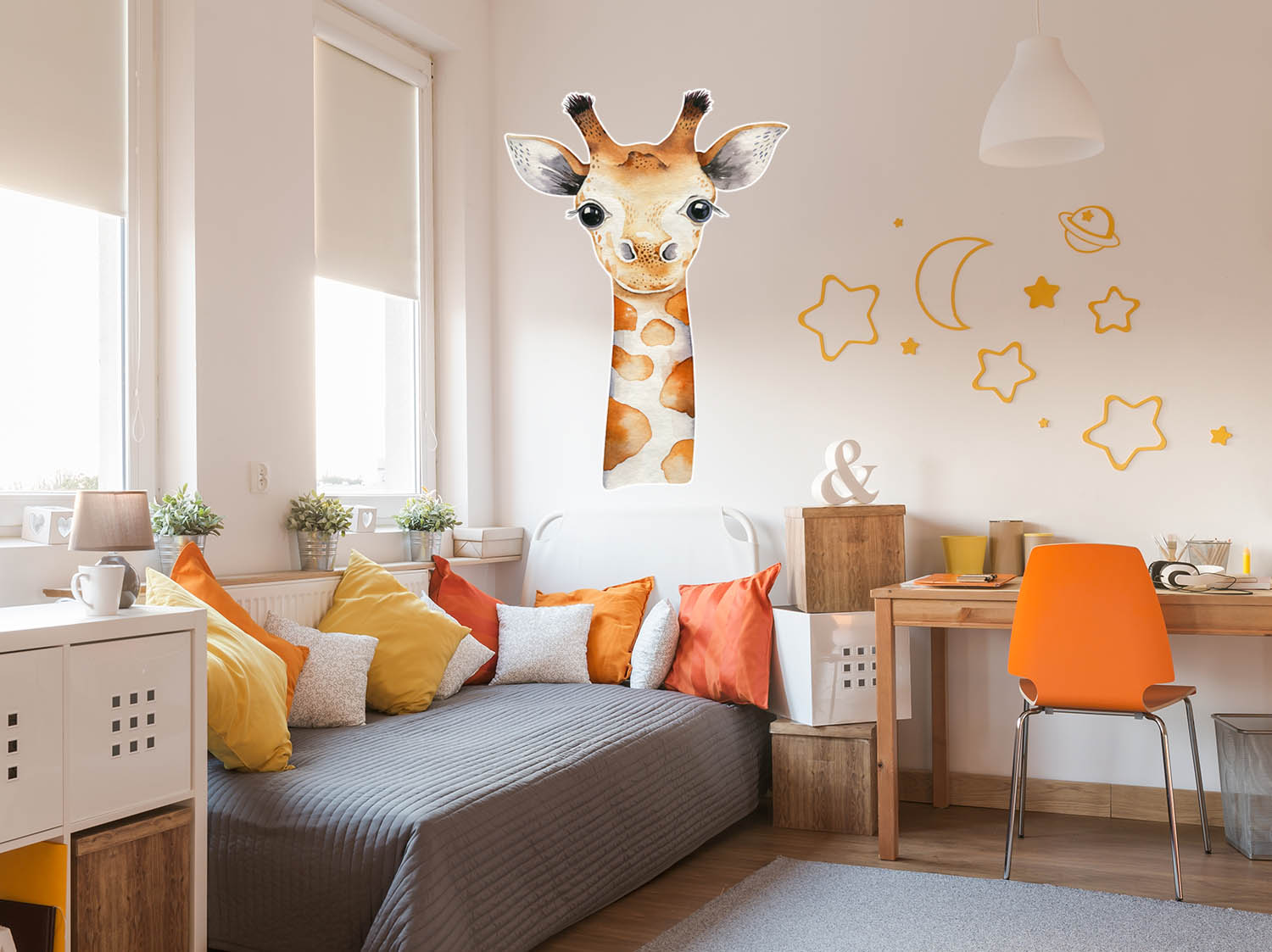 Giraffe Pastel Head, Wall Decal Sticker, Removable with NO wall Damage!