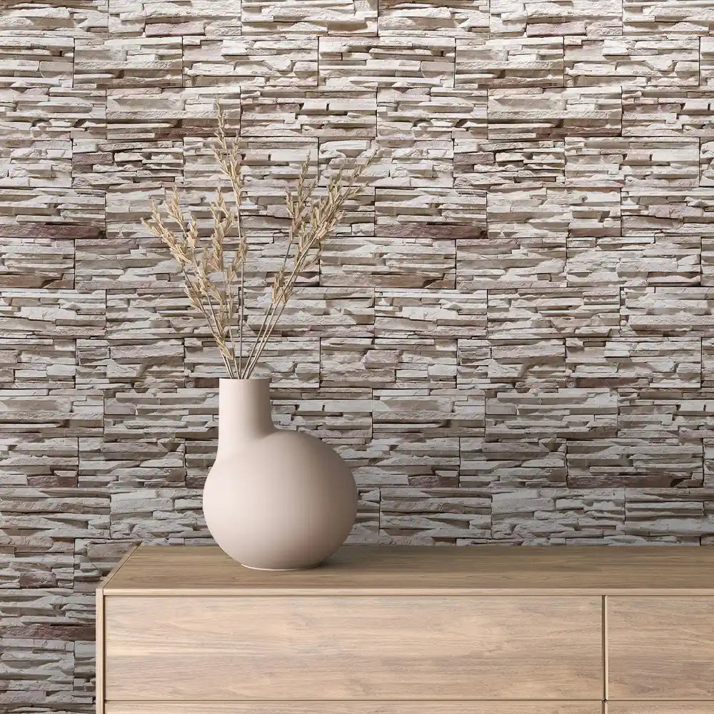 Smoky Quartz Stacked Slate Stone Peel & Stick Wallpaper – Stone 0004