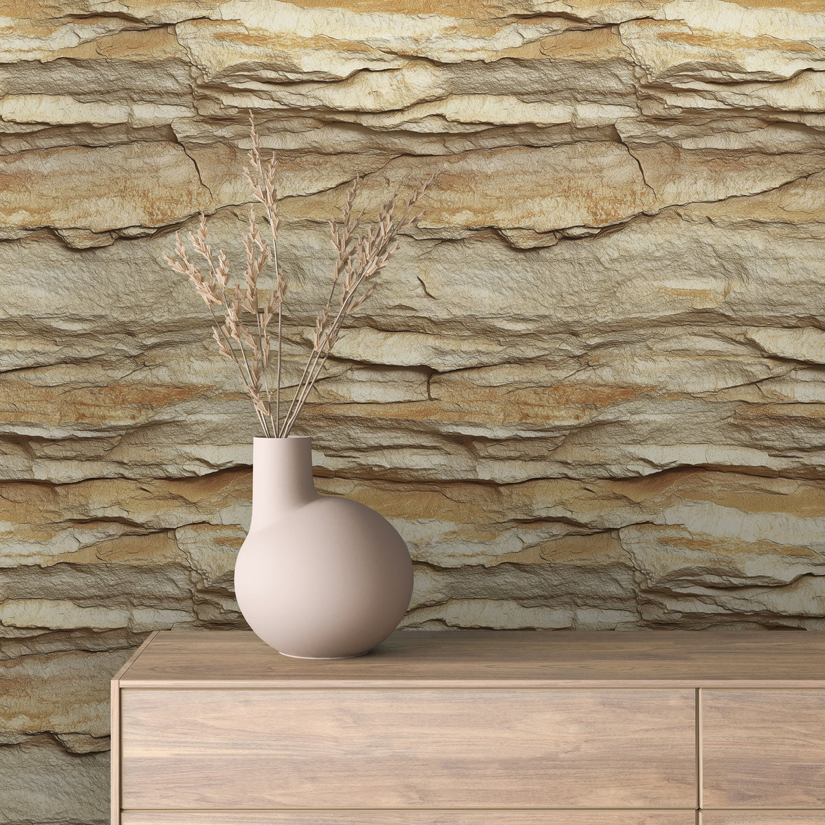 Golden Layered Sandstone Wallpaper mockup
