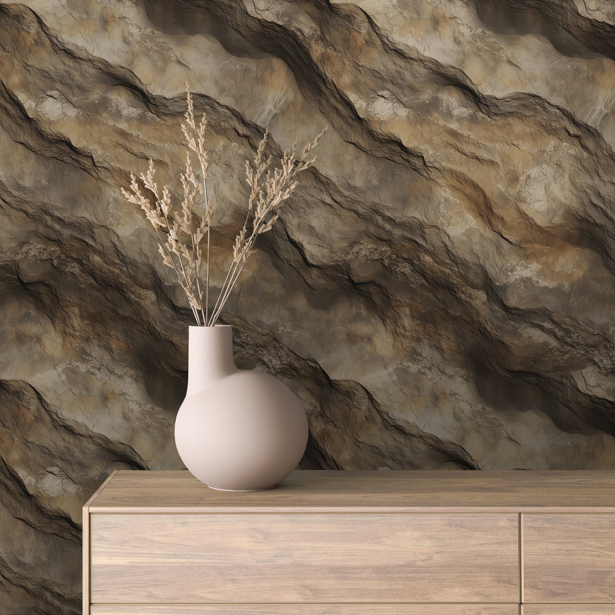 Fissured Dark Rock Face Wallpaper mockup