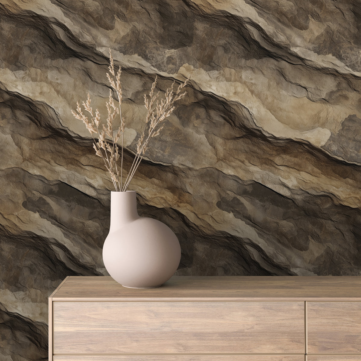Umber Cave Rock Face Wallpaper mockup