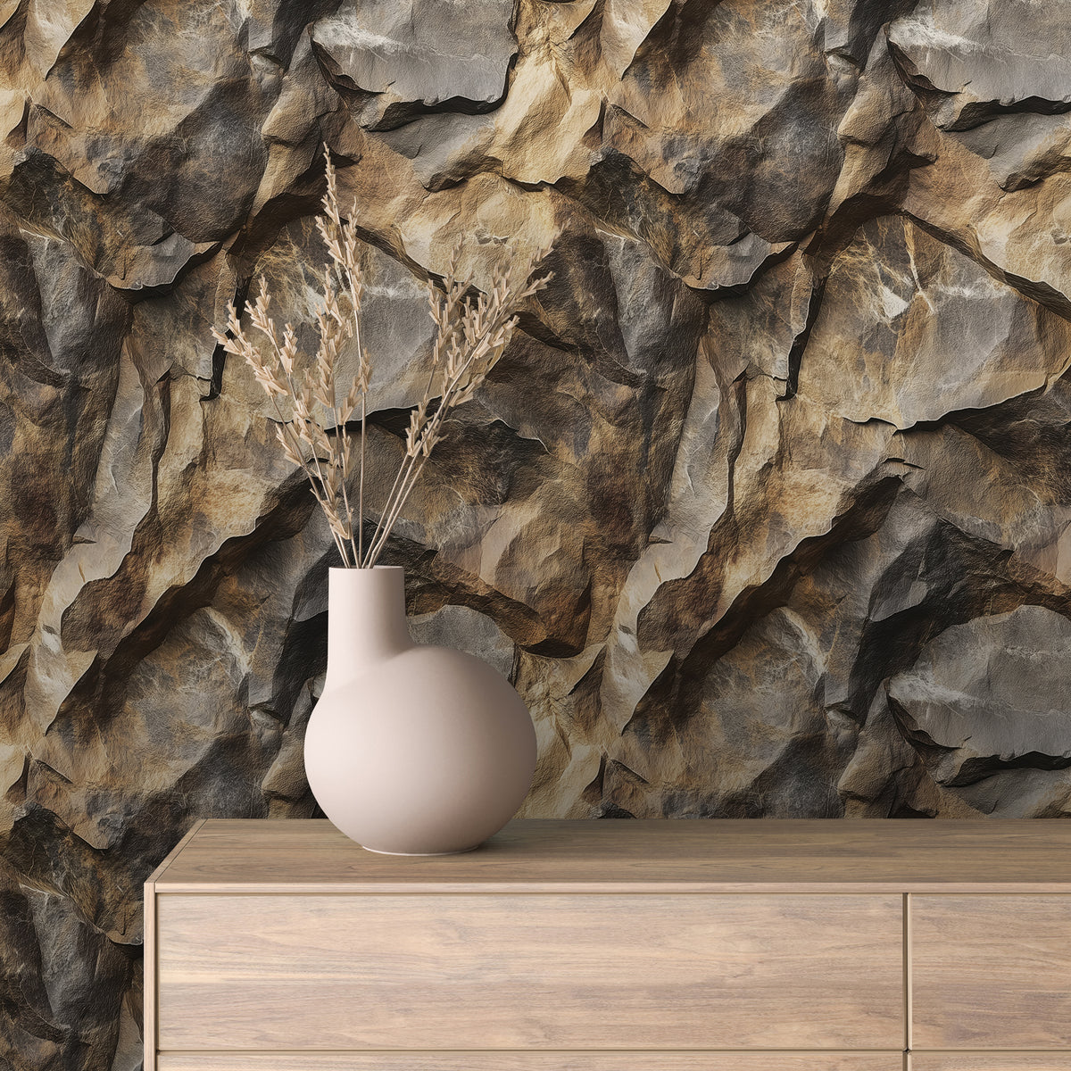 Gray Brown Rock Face Wallpaper mockup