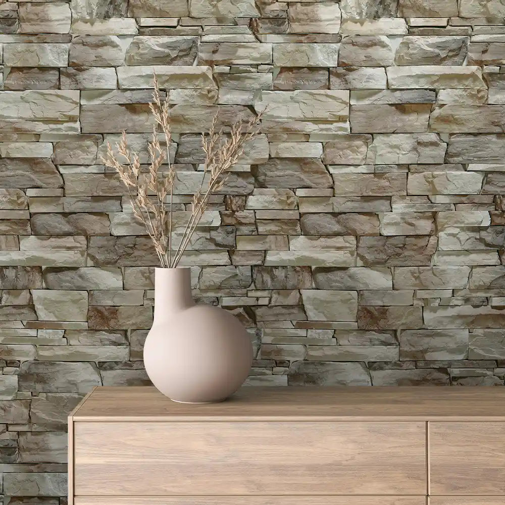 Moss Grey Quarry Ledge Stone Peel & Stick Wallpaper – Stone 0021