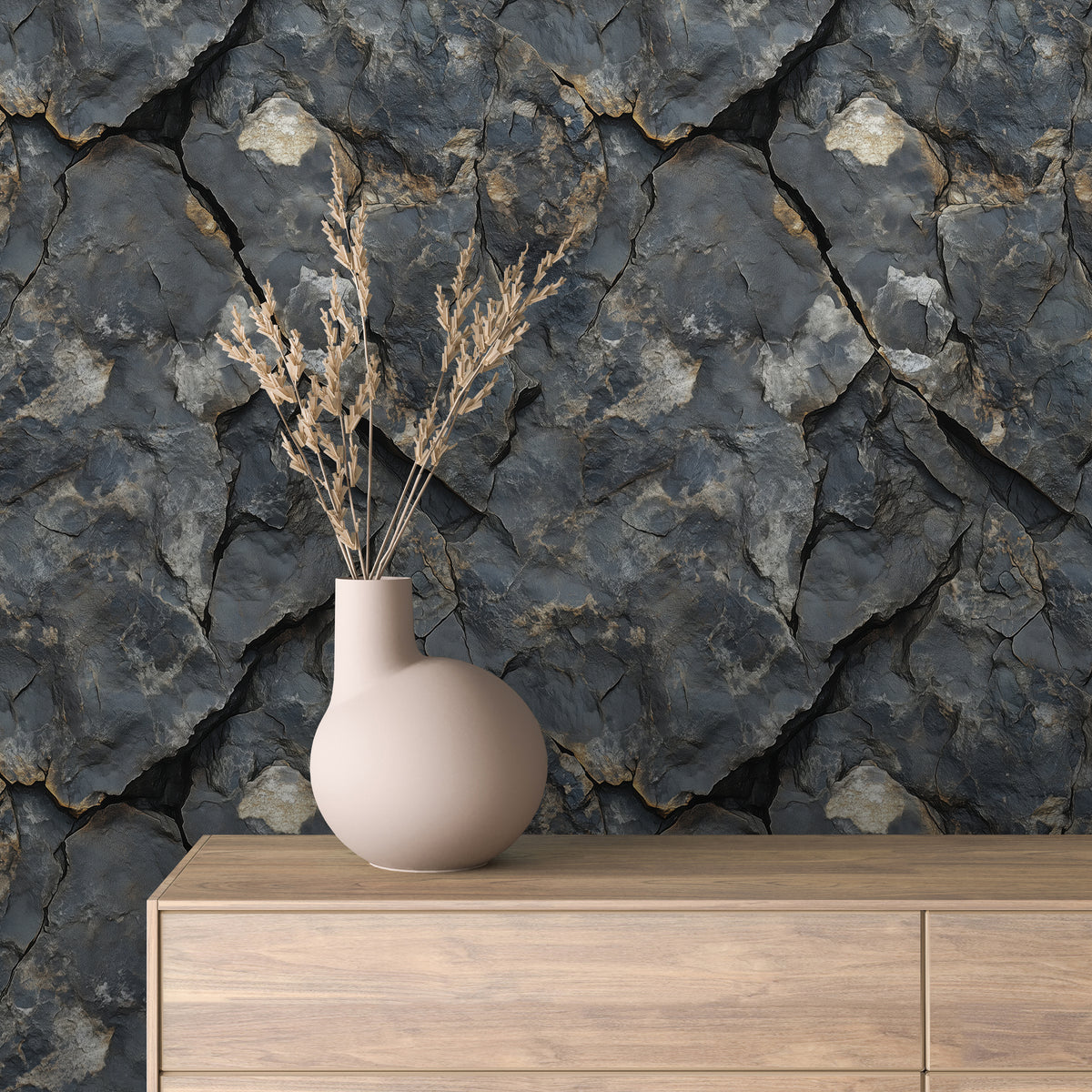 Slate Gold-Vein Cracked Rock Wallpaper Stone 0024