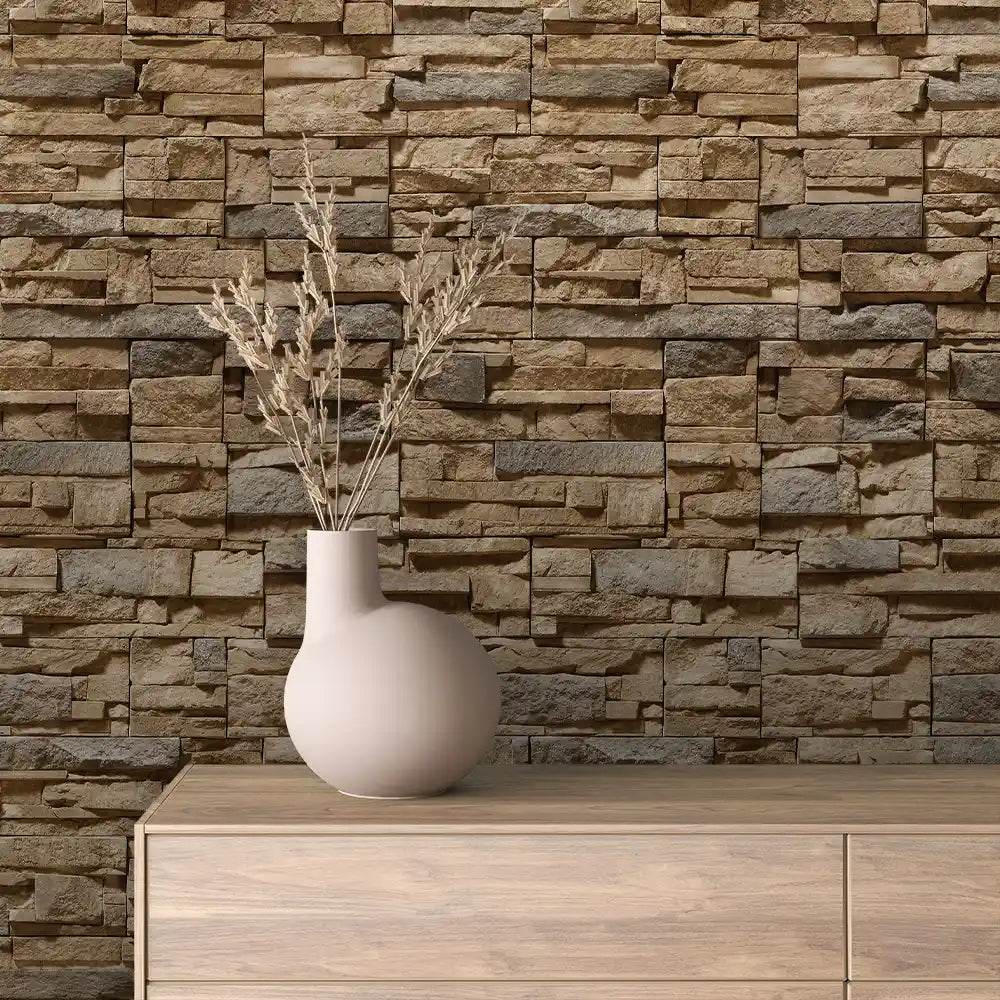 Bronze and Slate Ledge Stone Peel & Stick Wallpaper – Stone 0025