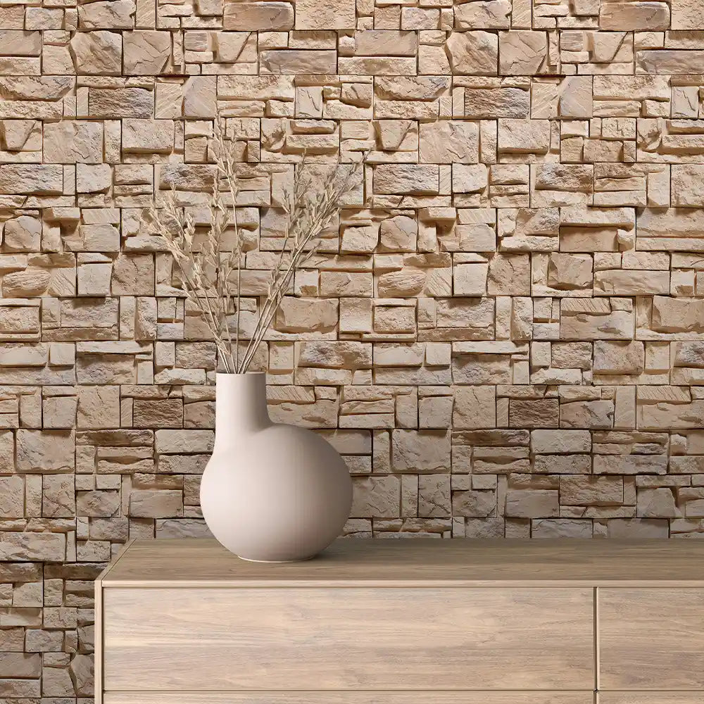 Sandstone Castle Block Stone Peel & Stick Wallpaper – Stone 0029