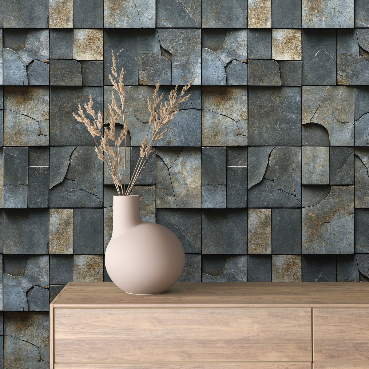 Fractured Slate Geometric Stone Wallpaper Stone 0059