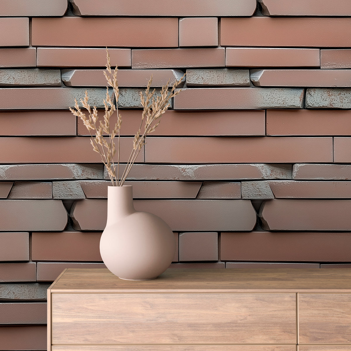 Terracotta Gray Ledgestone Wallpaper Stone 0075