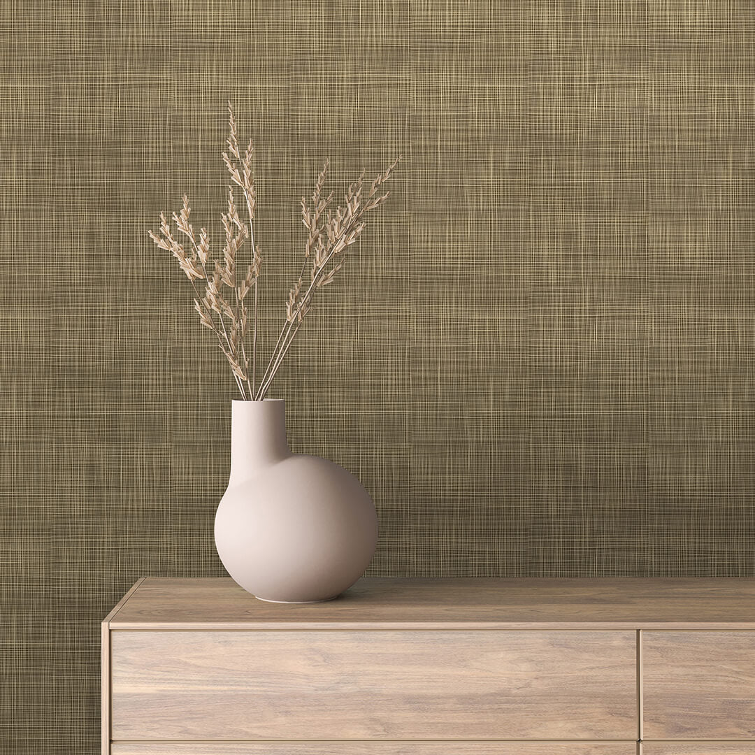 Espresso Linen Texture Wallpaper mockup