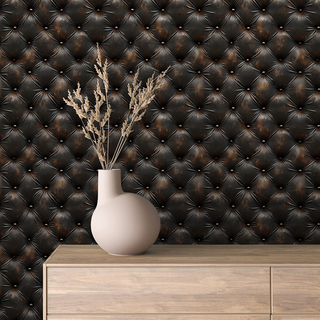 Weathered Chesterfield Leather Texture Wallpaper mockup