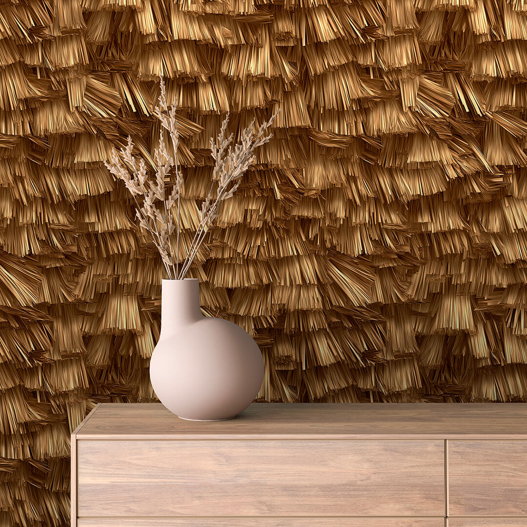 Golden Thatch Texture Wallpaper mockup
