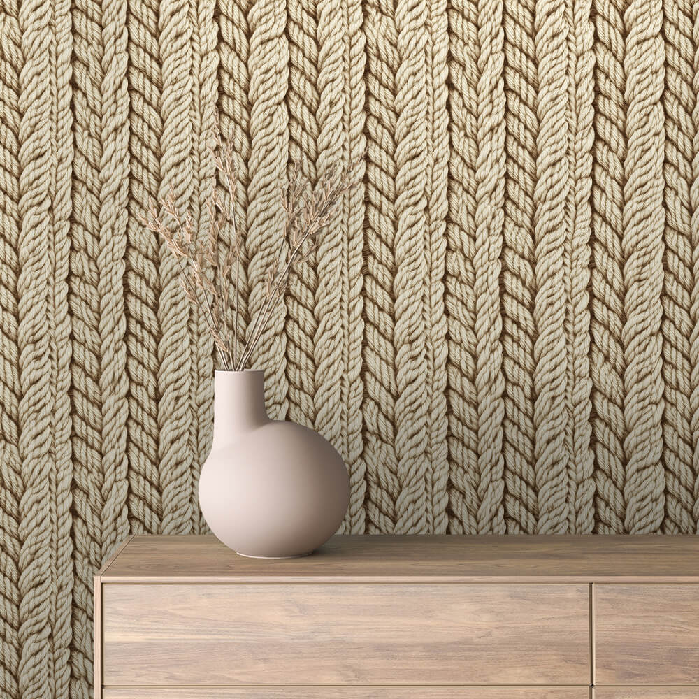 Cable Knit Texture Wallpaper mockup