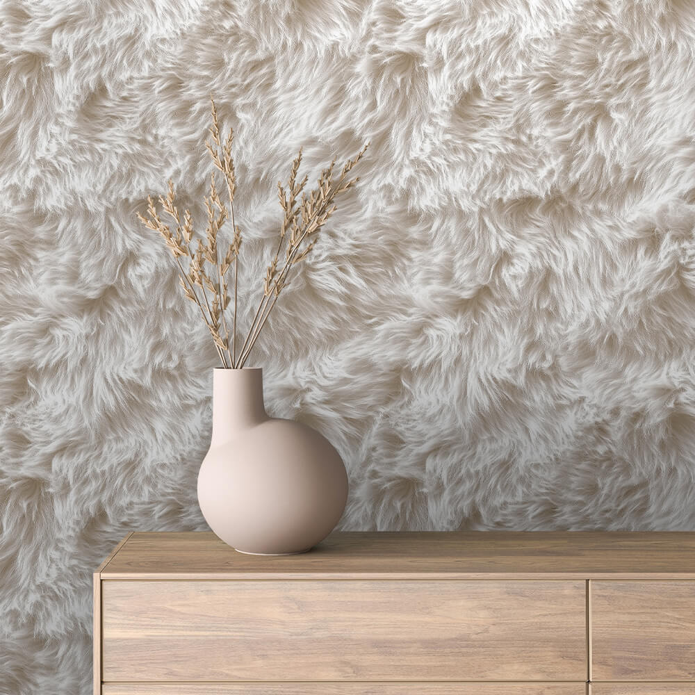 Arctic Faux Fur Texture Wallpaper mockup