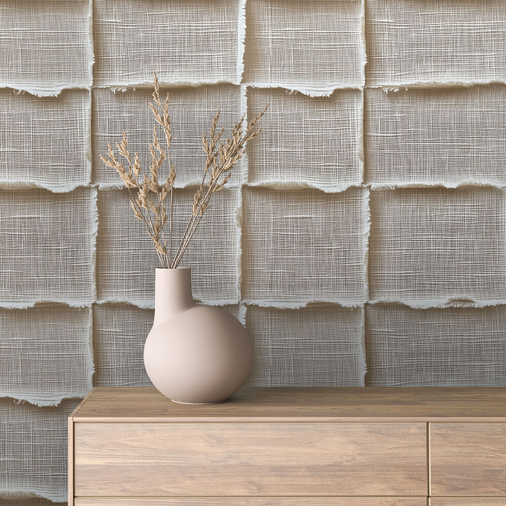 Frayed Linen Tile Texture Wallpaper mockup