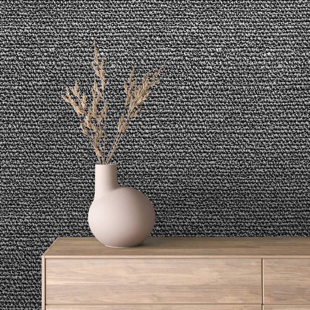 Charcoal Ribbed Knit Texture Wallpaper mockup