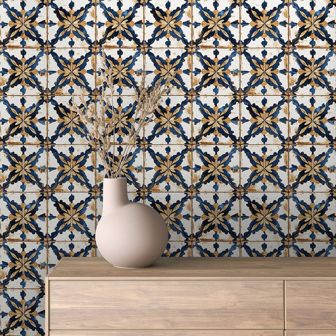 Sevillian Star Tile Wallpaper mockup