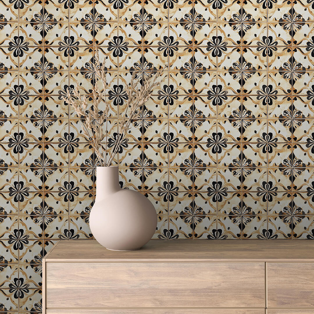 Ebony Clover Tile Wallpaper mockup