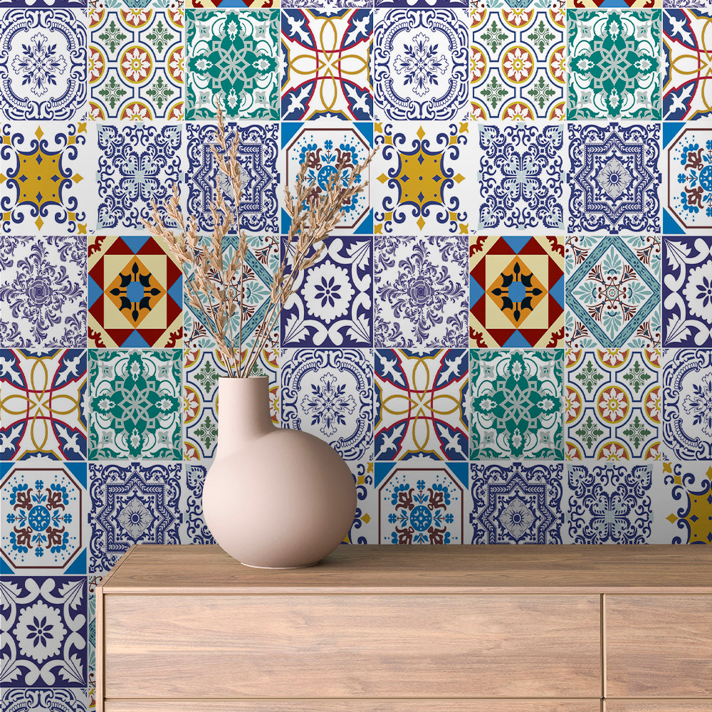 Classic Blue and White Azulejo Tile Peel & Stick Wallpaper – Tile 0005