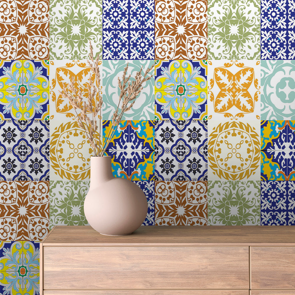 Damask Silhouette Patchwork Tile Peel & Stick Wallpaper – Tile 0010