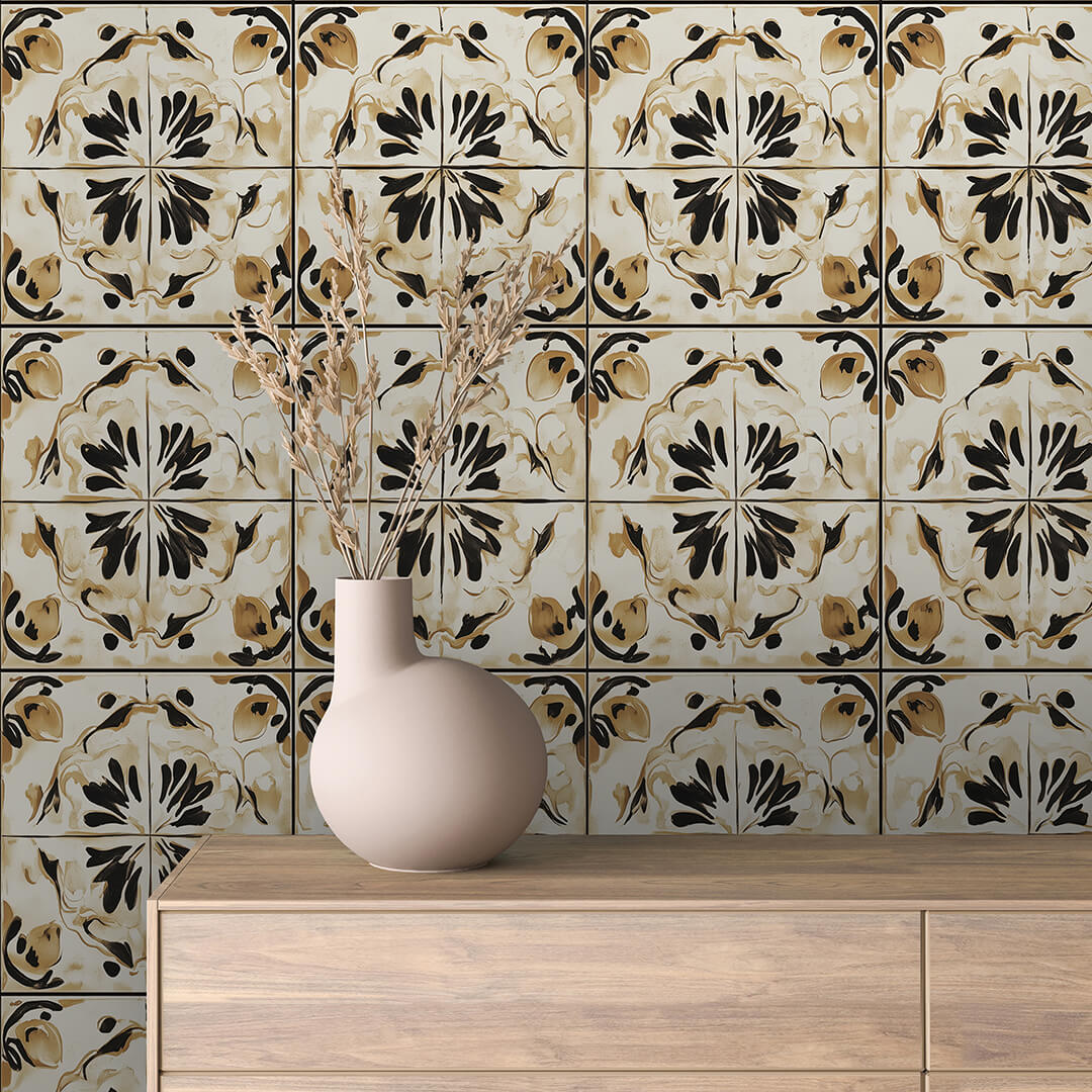 Ebony Splash Tile Wallpaper mockup