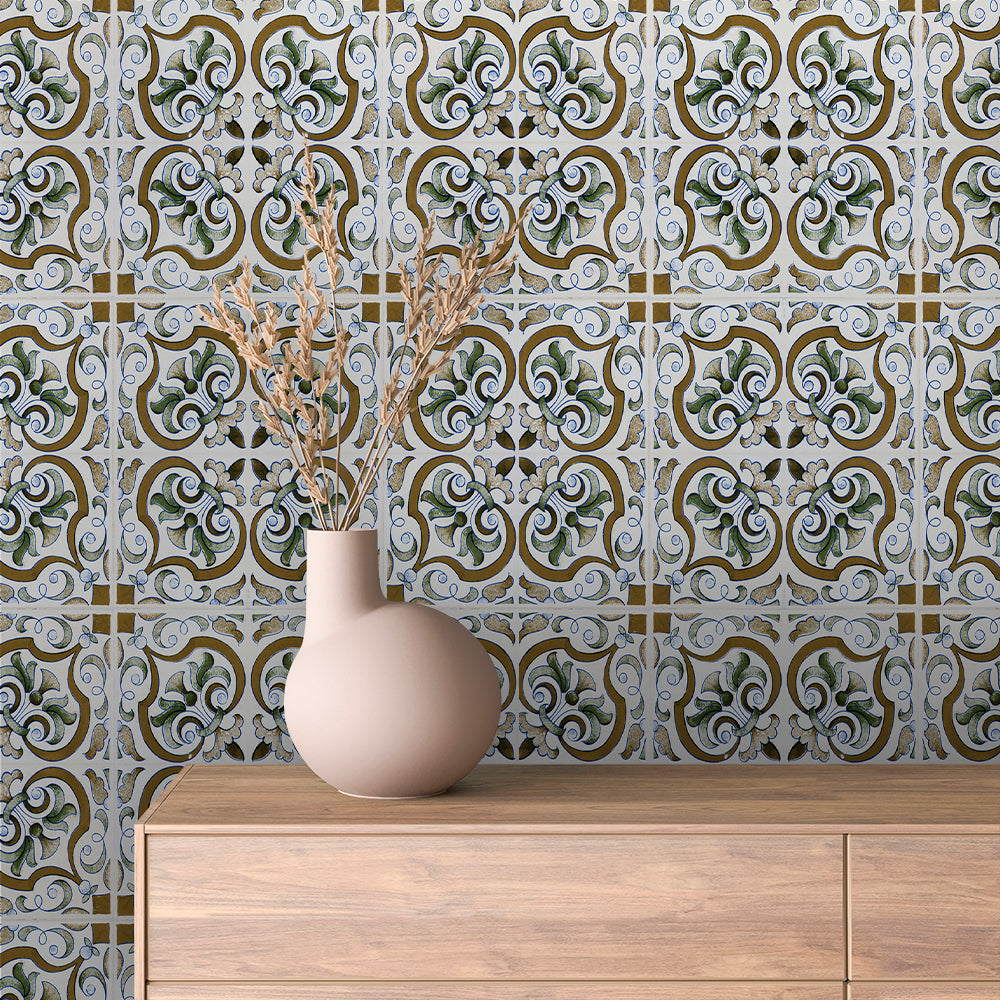 Olive Scroll Heritage Tile Peel & Stick Wallpaper – Tile 0018