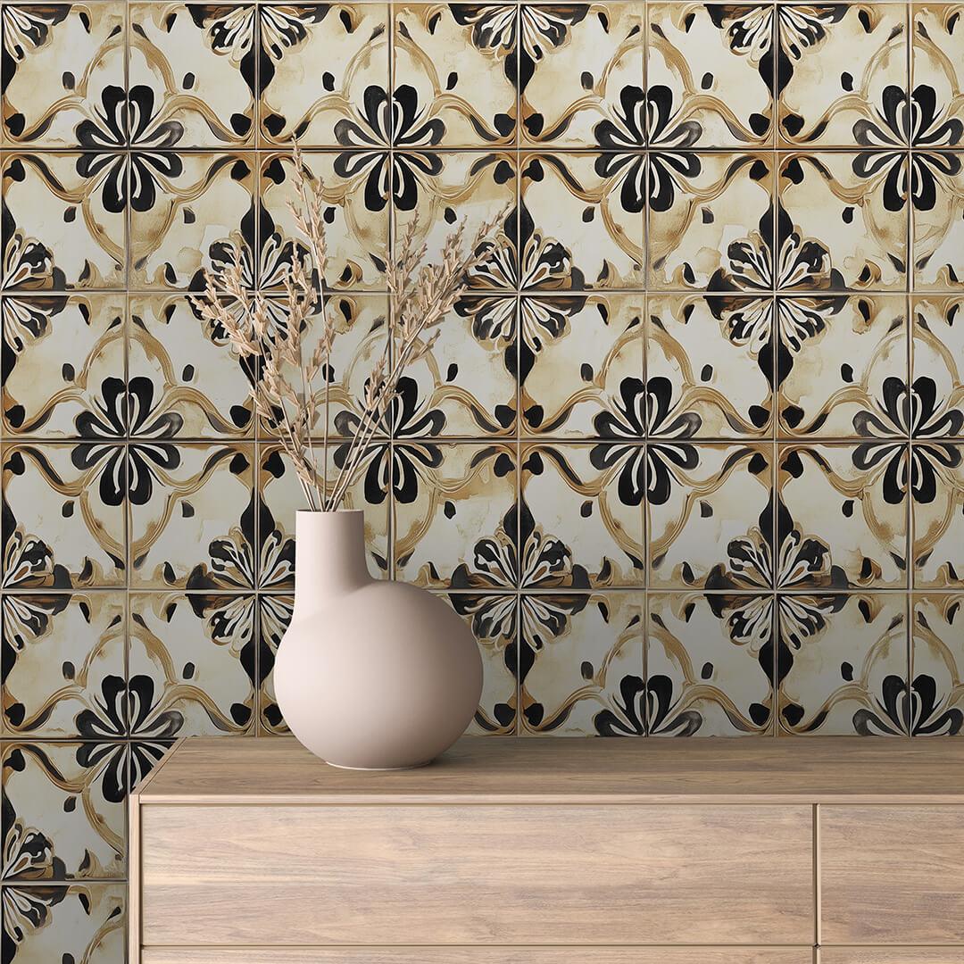 Golden Vine Cross Tile Wallpaper mockup