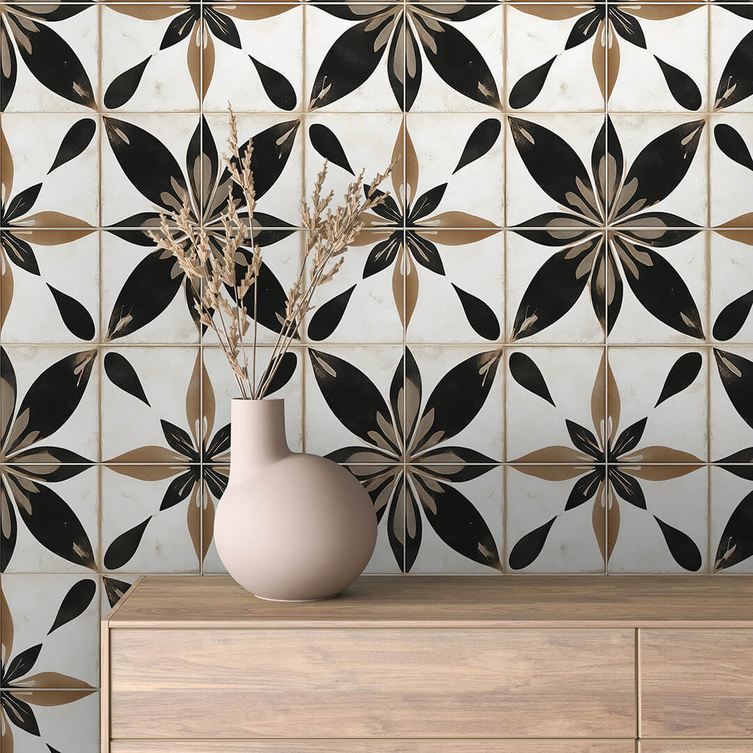 Bronze Starburst Tile Wallpaper mockup
