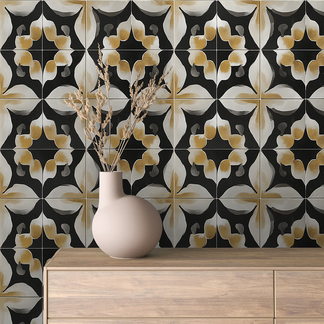 Noir Cross Tile Wallpaper mockup