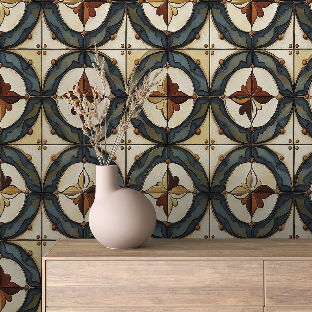 Copper Circlet Tile Wallpaper mockup
