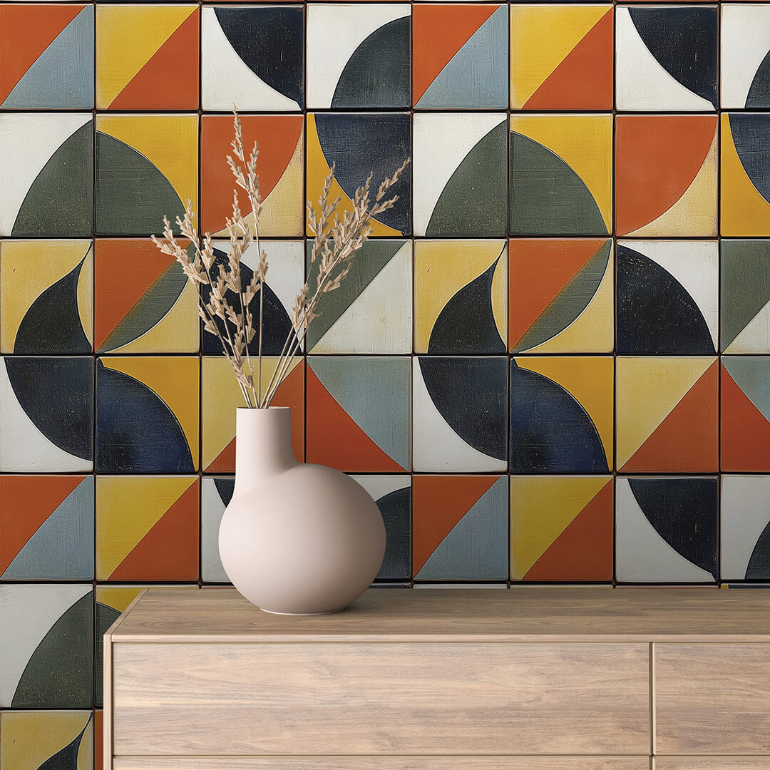 Retro Petal Tile Wallpaper mockup