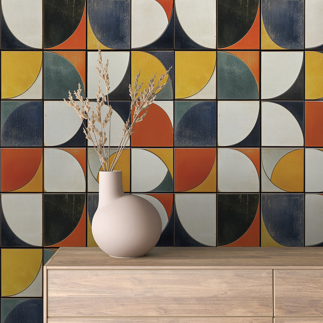 Mod Circle Tile Wallpaper mockup