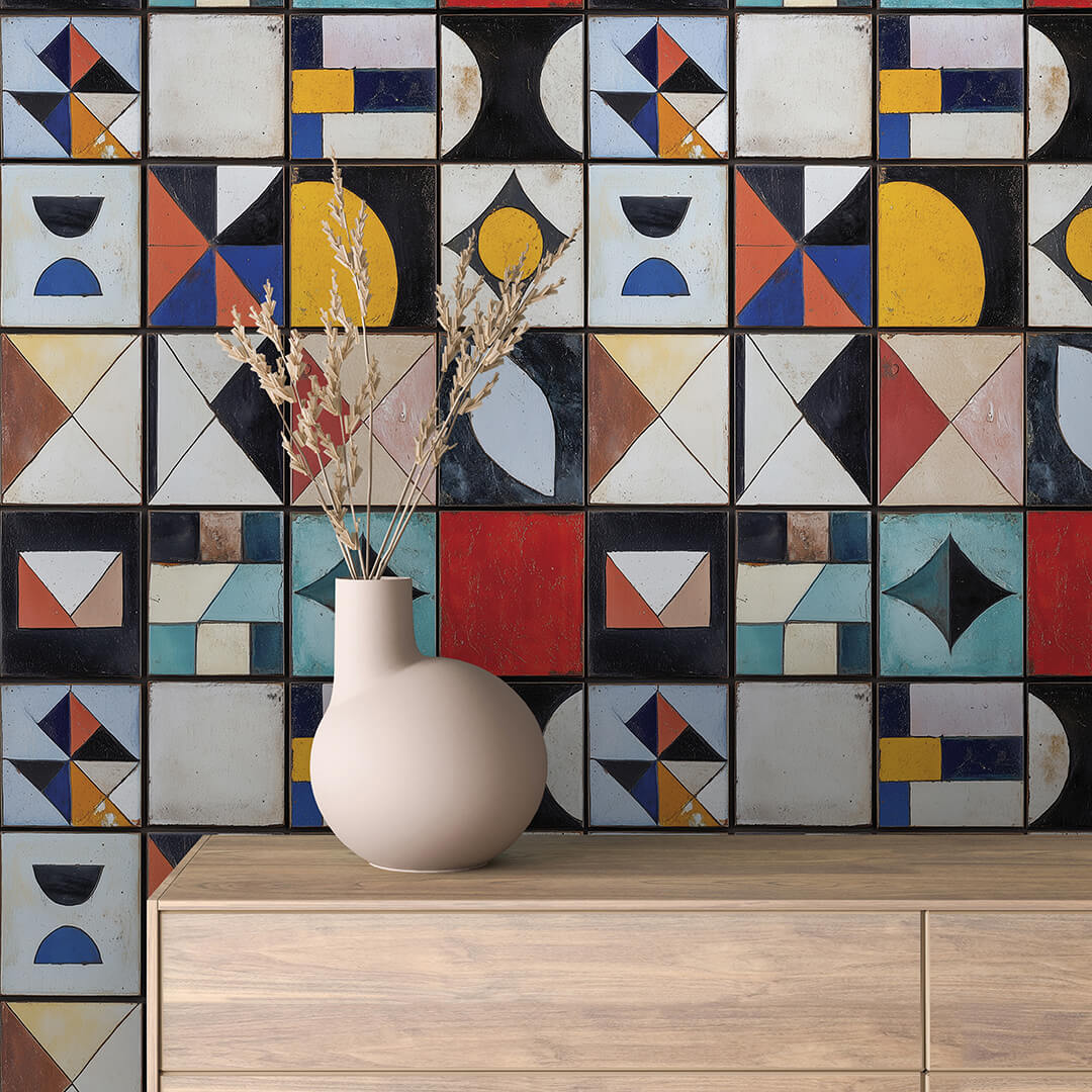 Kaleidoscope Patchwork Tile Wallpaper mockup