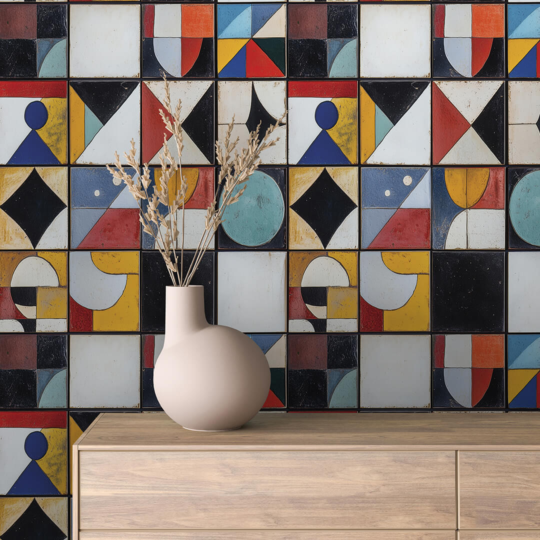 Carnival Patchwork Tile Wallpaper mockup