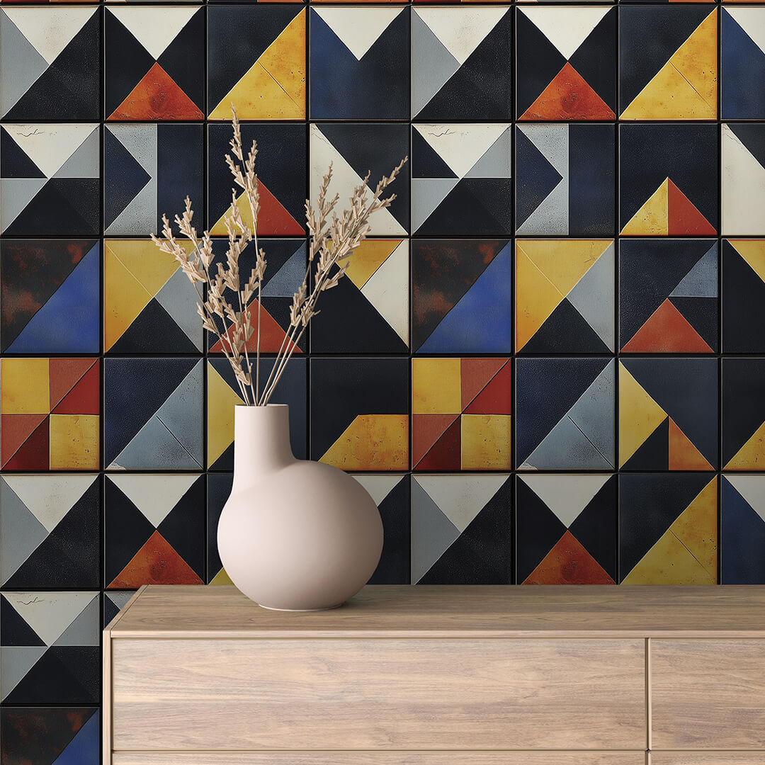 Onyx Triangle Tile Wallpaper mockup
