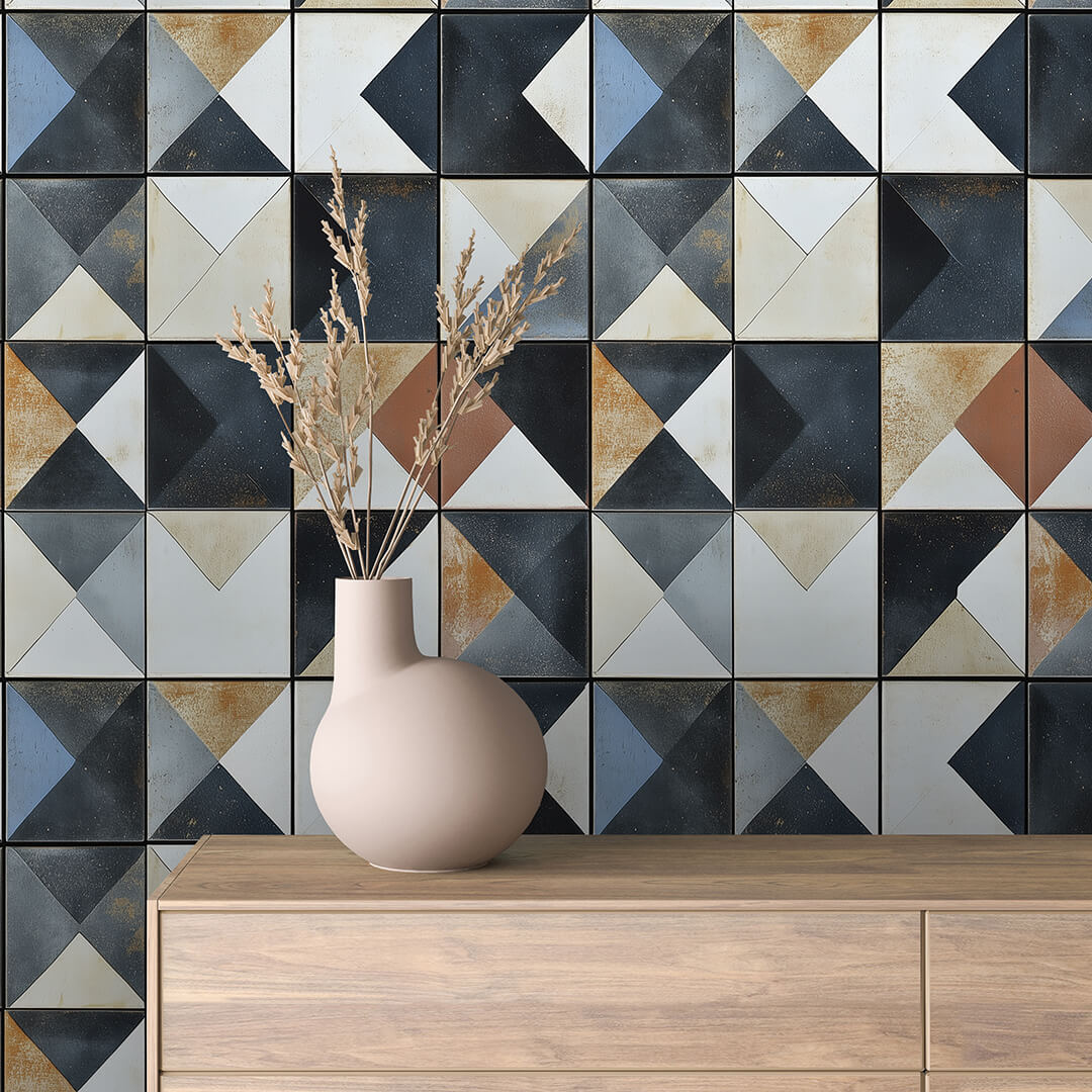 Slate Diamond Tile Wallpaper mockup