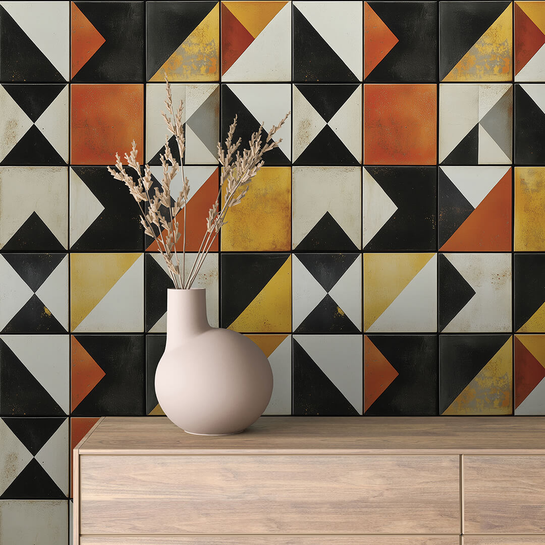 Amber Diamond Tile Wallpaper mockup