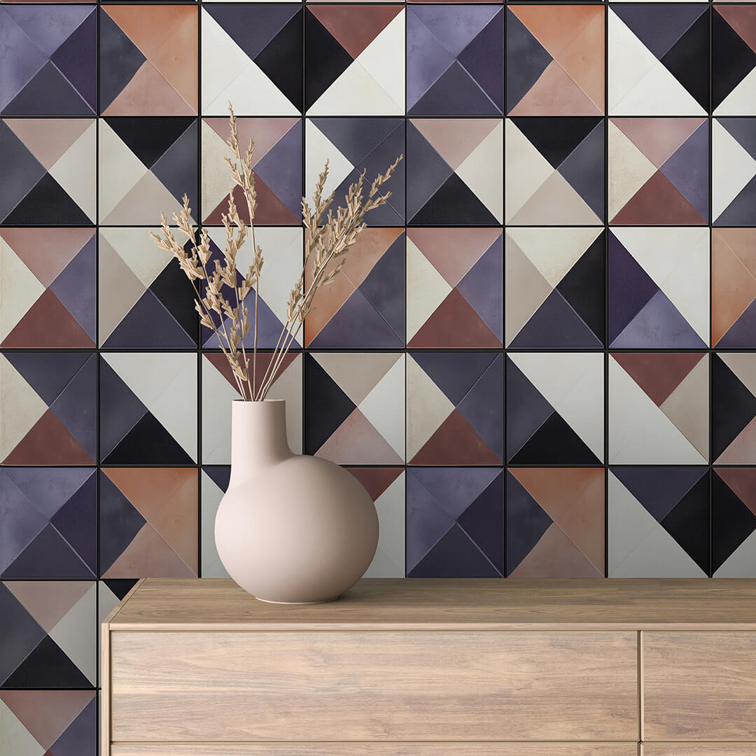 Plum Diamond Tile Wallpaper mockup