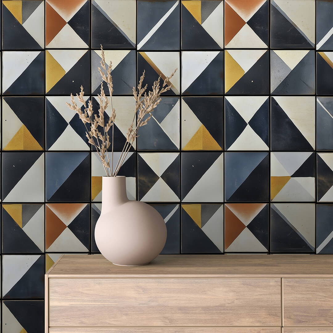 Midnight Pyramid Tile Wallpaper mockup