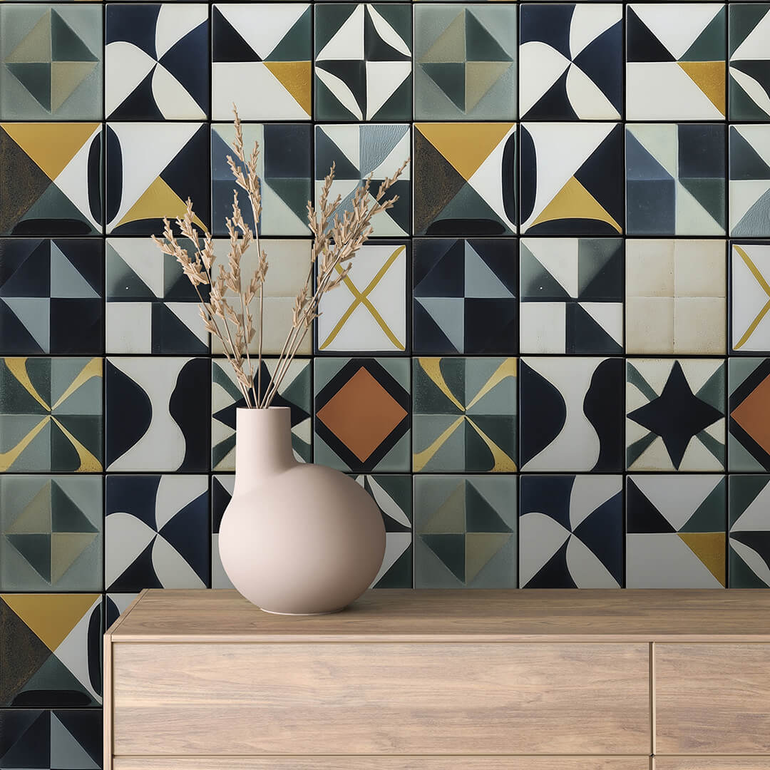 Forest Patchwork Tile Wallpaper mockup