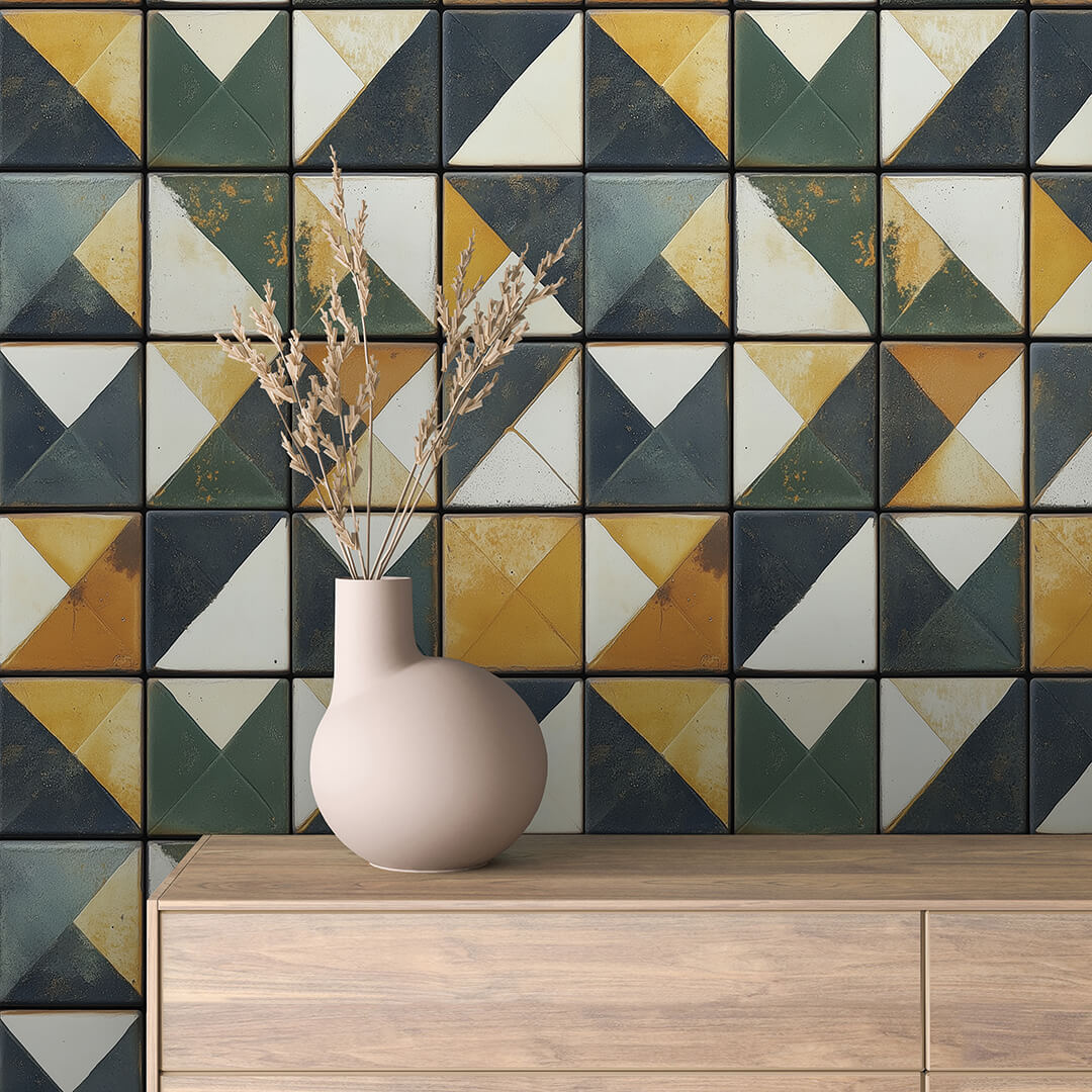 Harvest Pyramid Tile Wallpaper mockup