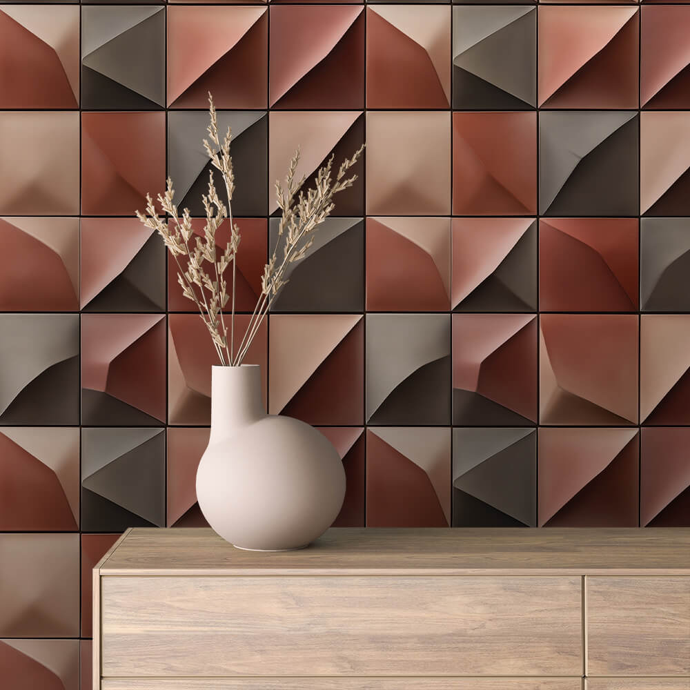 Folded Clay Tile Wallpaper mockup