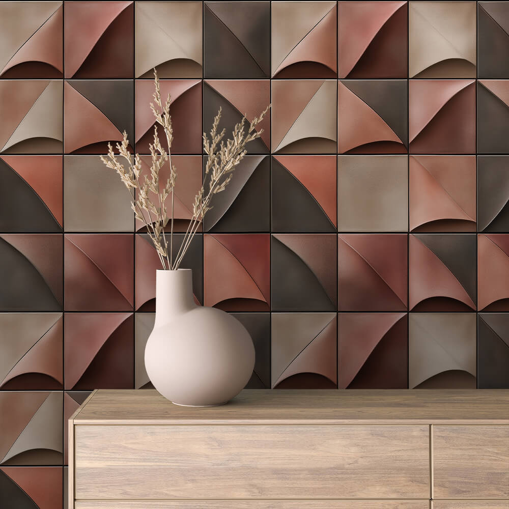 Umber Wave Tile Wallpaper mockup