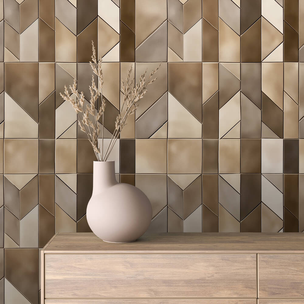 Chevron Bronze Tile Wallpaper mockup