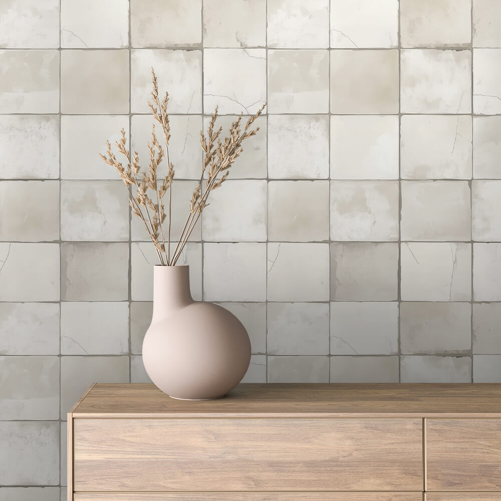 Cloud Zellige Tile Wallpaper mockup